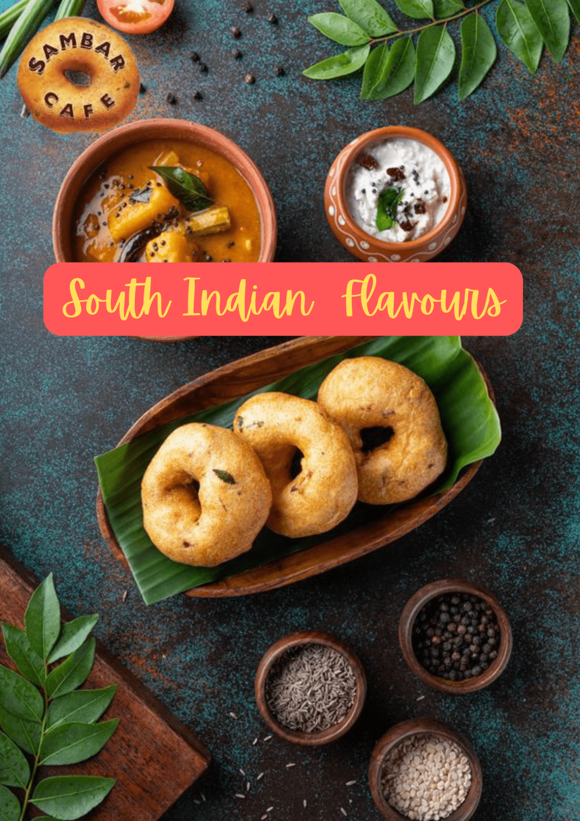 South Indian wada with savouries in South Indian cafe